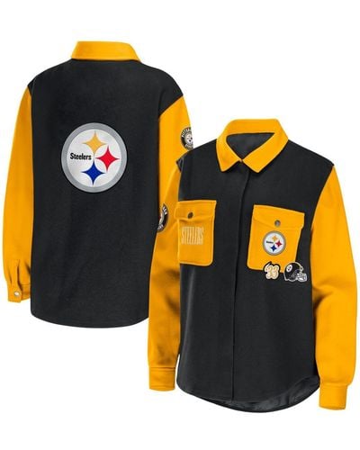 WEAR by Erin Andrews Pittsburgh Steelers Snap-up Shirt Jacket - Orange