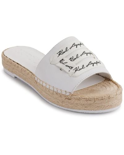 Karl Lagerfeld Cherie Logo Slip-on Espadrille Platform Slide Sandals - White
