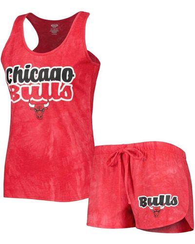 Concepts Sport Chicago Bulls Billboard Tank Top And Shorts Sleep Set - Red