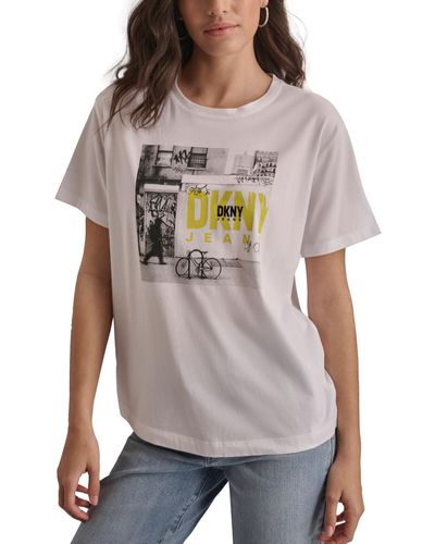 DKNY Graffiti Logo Print T-shirt - White