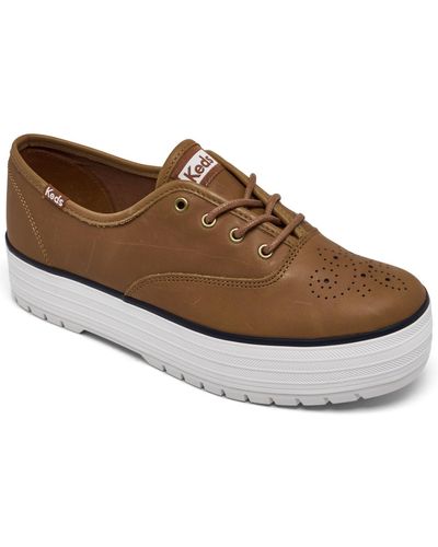 Keds Broguing Platform Lug Leather Casual Shoes From Finish Line - Brown