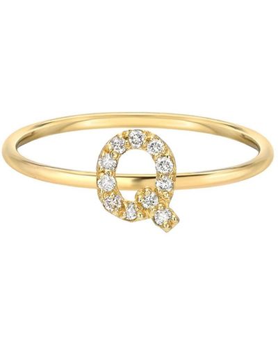 Zoe Lev Diamond Initial 14k Yellow Gold Ring - Metallic
