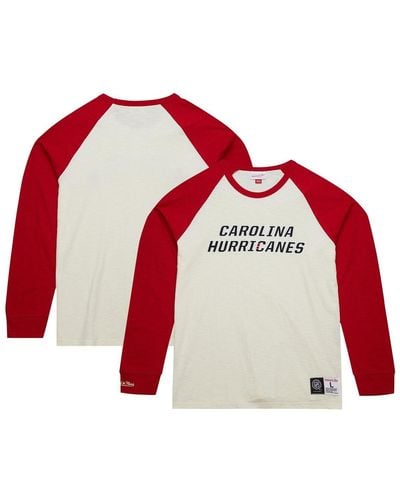 Mitchell & Ness Distressed Carolina Hurricanes Legendary Slub Vintage-like Raglan Long Sleeve T-shirt - Red