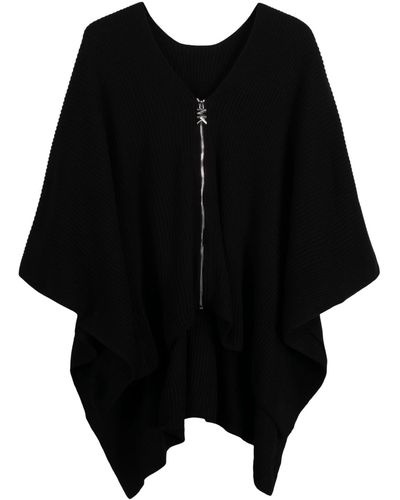 Michael Kors Michael Solid Shaker Zipper Poncho Sweater - Black