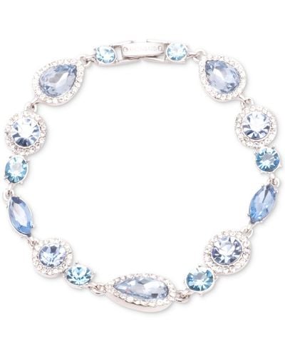 Givenchy Silver-tone Teardrop Round Crystal Flex Bracelet - Blue