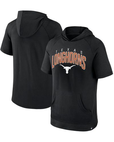 Fanatics Branded Black Texas Longhorns Double Arch Raglan Short Sleeve Hoodie T-shirt