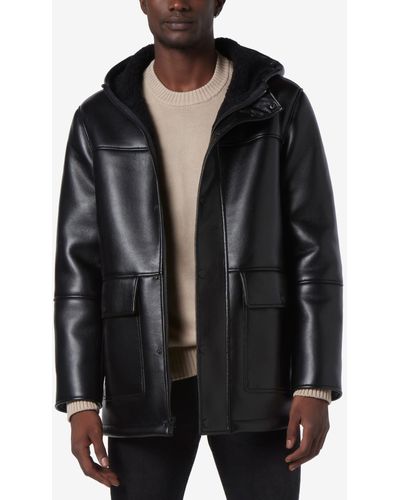 Marc New York Donohue Faux Leather Fleece-lined Parka Jacket - Black