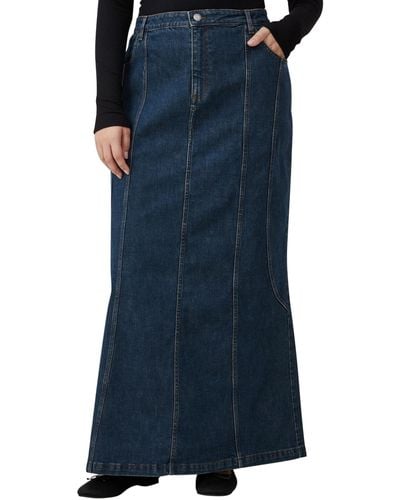 Cotton On Panel Flare Denim Maxi Skirt - Blue