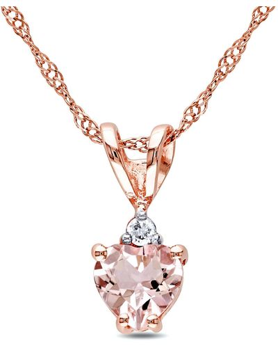 Macy's Morganite And Diamond Accent Heart Pendant - Pink