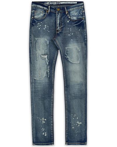 Reason Big And Tall Stitchworks Skinny Denim Jeans - Blue
