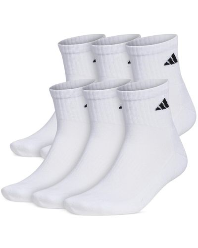 adidas Men's Cushioned Quarter Socks, 6 Pack - White