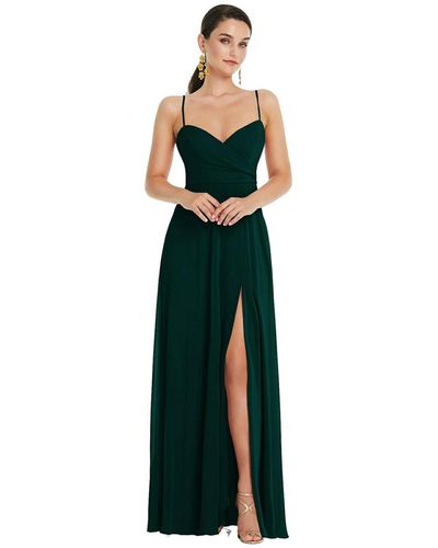 Lovely Adjustable Strap Wrap Bodice Maxi Dress - Green