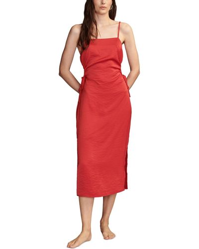 Lucky Brand Cutout Apron-neck Midi Dress - Red