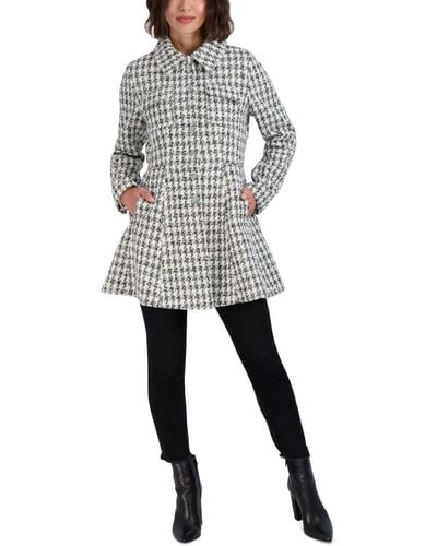 Laundry by Shelli Segal Single-breasted Skirted Tweed Coat - Black