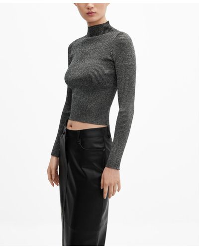 Mango Lurex Knitted Sweater - Gray