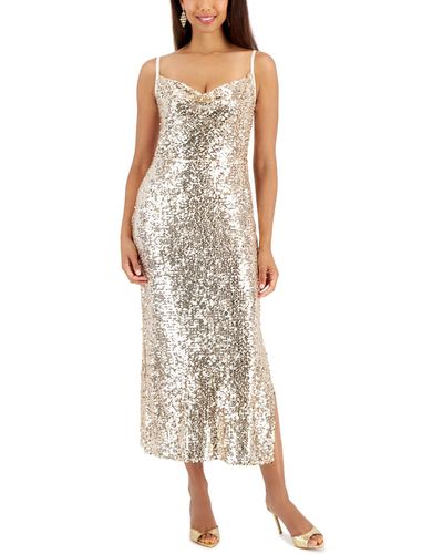 Taylor Sequined Draped-neck Sleeveless Dress - Multicolor