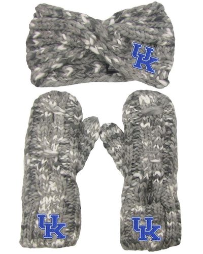 ZooZatZ Kentucky Wildcats Logo Marled Headband And Mitten Set - Gray