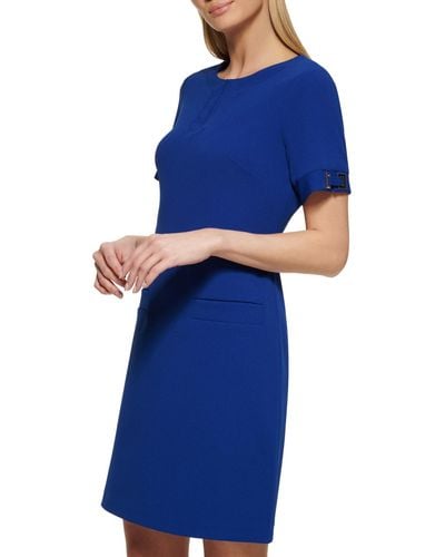 Tommy Hilfiger Short-sleeve Scuba-crepe A-line Dress - Blue