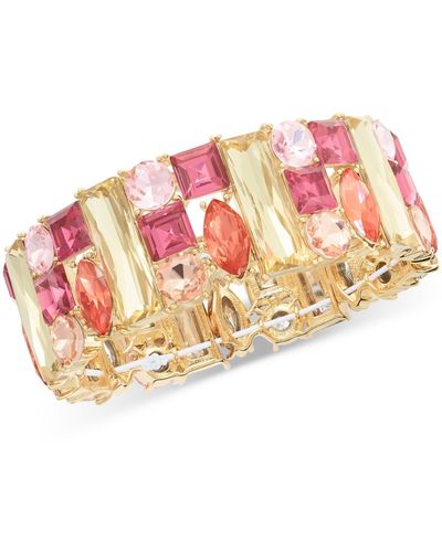 INC International Concepts Tone Mixed Cut Multicolor Crystal Stretch Bracelet - Pink