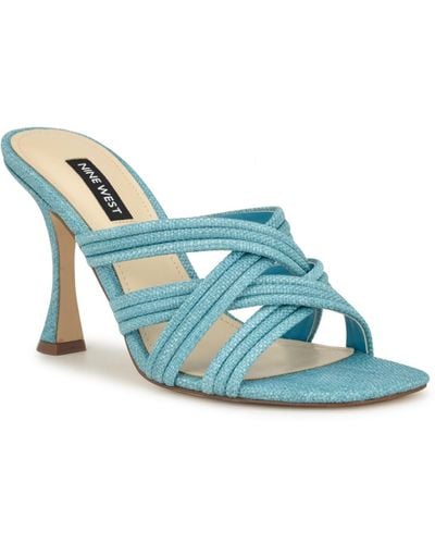 Nine West Tracee Square Toe Strappy Dress Sandals - Blue