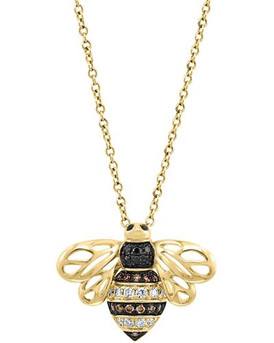Effy Effy Multicolor Diamond Bee 18" Pendant Necklace (1/5 Ct. T.w. - Metallic