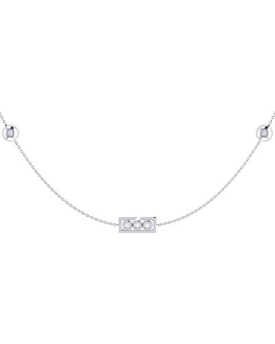 LuvMyJewelry Traffic Light Design Layered Sterling Silver Diamond Necklace - White