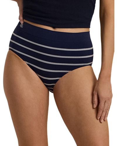 Lauren by Ralph Lauren Seamless Striped Jersey High-rise Brief Underwear - Blue