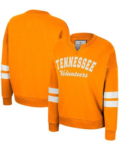 Colosseum Athletics Distressed Tennessee Volunteers Perfect Date Notch Neck Pullover Sweatshirt - Orange
