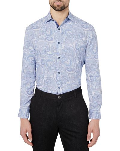 Society of Threads Slim-fit Non-iron Performance Stretch Cooling Dress Shirt - Blue