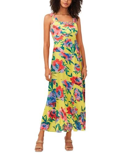 Vince Camuto Floral Print Asymmetrical Tiered Maxi Dress - Green