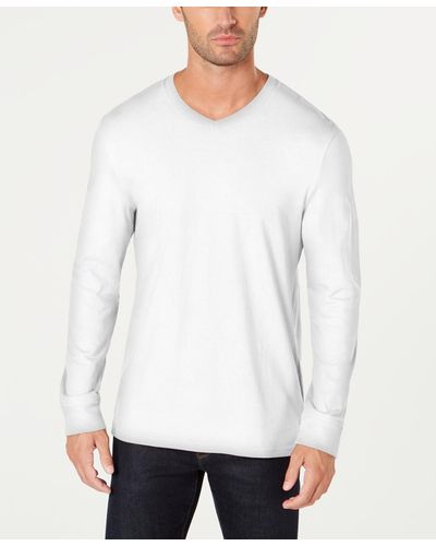Club Room V-neck Long Sleeve T-shirt - White
