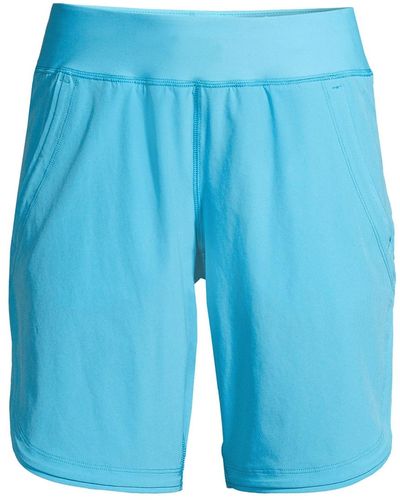 Lands' End Plus Size 9" Quick Dry Modest Swim Shorts - Blue