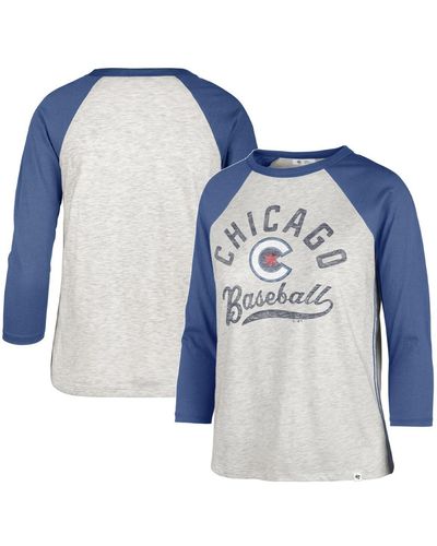 '47 Distressed Chicago Cubs City Connect Retro Daze Ava Raglan 3/4-sleeve T-shirt - Blue