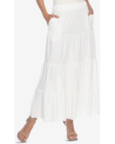 White Mark Tiered Maxi Skirt - White