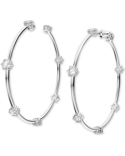 Swarovski Tone Constella Crystal Large Hoop Earrings - Metallic