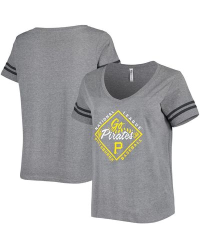 Women's Pittsburgh Pirates Black/Heather Gray Plus Size Colorblock T-Shirt