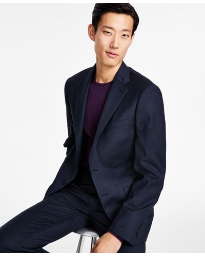 Calvin Klein Slim-fit Textured Suit Jacket - Blue