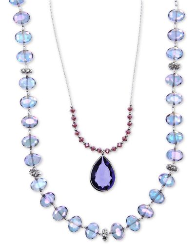 Lonna & Lilly Silver-tone Bead 2-in-1 Necklace - Blue