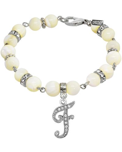 2028 Silver Tone Cultured Mother Of Pearl Crystal Initial Clasp Bracelet - Metallic