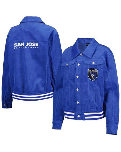 The Wild Collective San Jose Earthquakes Corduroy Button-up Jacket - Blue