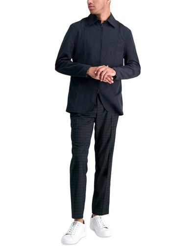 Kenneth Cole Gabardine Skinny/extra-slim Fit Performance Stretch Flat-front Dress Pants - Blue