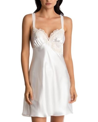 Linea Donatella Sonya Embellished Bridal Satin Chemise Nightgown - White