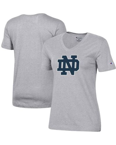 Champion Notre Dame Fighting Irish Primary Team Logo V-neck T-shirt - Gray