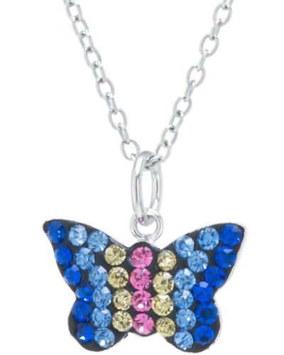 Giani Bernini Color Pave Crystal Butterfly Pendant With 18" Chain Set - Blue