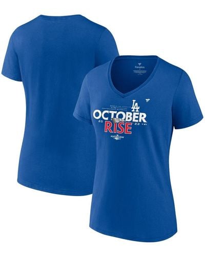 Fanatics Los Angeles Dodgers 2022 Postseason Locker Room V-neck T-shirt - Blue
