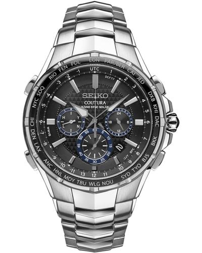 Seiko Men's Solar Chronograph Coutura Stainless Steel Bracelet Watch 45mm Ssg009 - Metallic