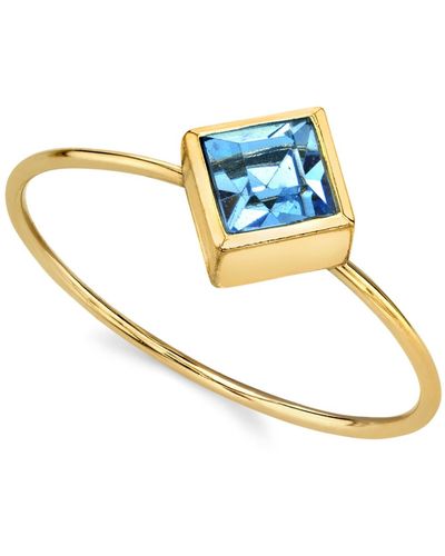 2028 14k Gold-tone Diamond Shaped Crystal Ring - Blue