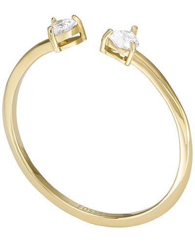 Fossil Sadie Tokens Of Affection Clear Glass -tone Toi Et Moi Ring - Metallic