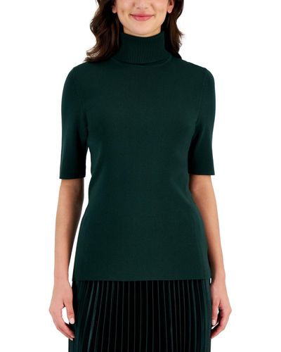 Anne Klein Turtleneck Half-sleeve Sweater - Green