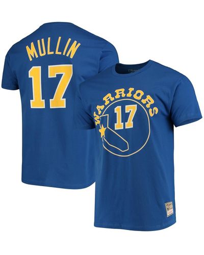 Mitchell & Ness Chris Mullin Golden State Warriors Hardwood Classics Name And Number Team T-shirt - Blue